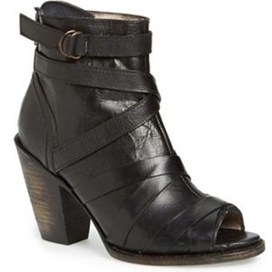 FREEBIRD by Steven Madden Peep Toe Bootie in Black
